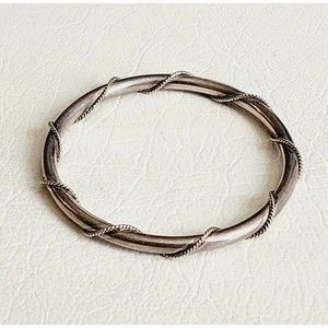 Sterling Silver Twisted Rope Style Bangle Bracelet Mexico 8 inch length 16.5g